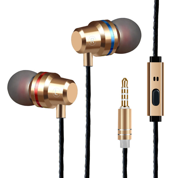 Metal In-Ear Headphones – Heat Tone Deep Bass Earphones with Mic for Mobile Phones & Music