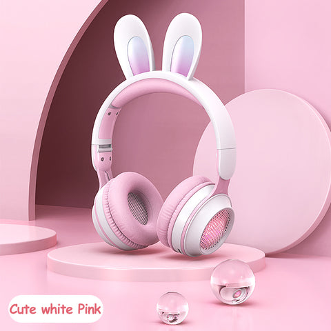 Wireless Rabbit Ear Headphones – Luminous LED, Extendable, Cute Design with Mic for Kids, Teens & Gaming