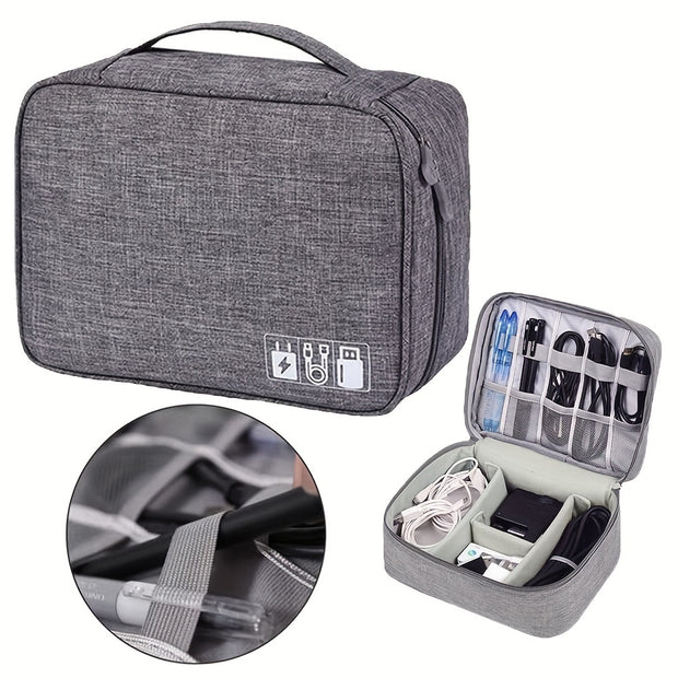 Waterproof Electronics Organizer Travel Cable Storage Bag – Portable Digital Accessories Case for Cables, Chargers & Gadgets