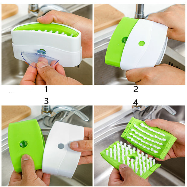 Creative Kitchen Knife and Fork Cleaning Brush with Suction Cup – Multi-Purpose Fruit & Vegetable Scrubber for Kitchen