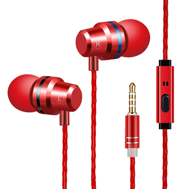 Metal In-Ear Headphones – Heat Tone Deep Bass Earphones with Mic for Mobile Phones & Music
