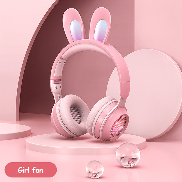 Wireless Rabbit Ear Headphones – Luminous LED, Extendable, Cute Design with Mic for Kids, Teens & Gaming
