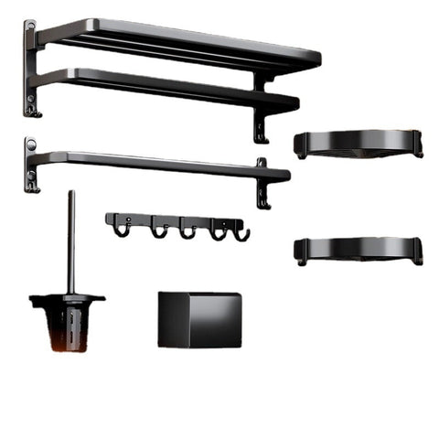 Black Towel Rack – Wall-Mounted Bathroom Rack & Pendant Organizer