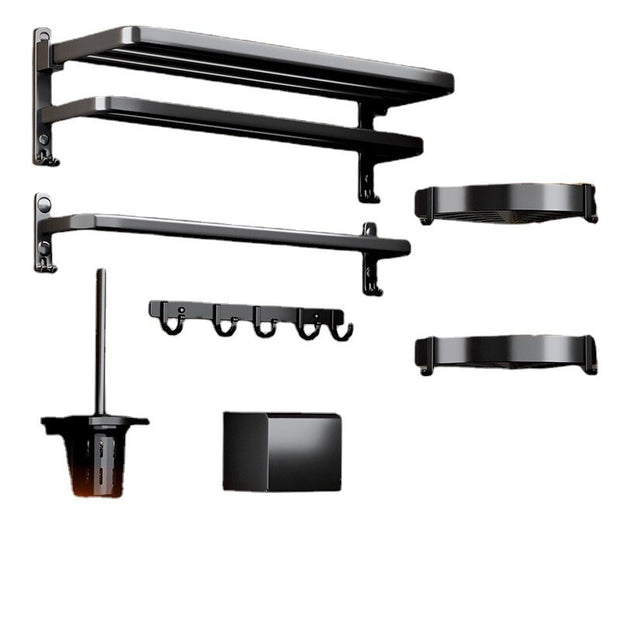 Black Towel Rack – Wall-Mounted Bathroom Rack & Pendant Organizer