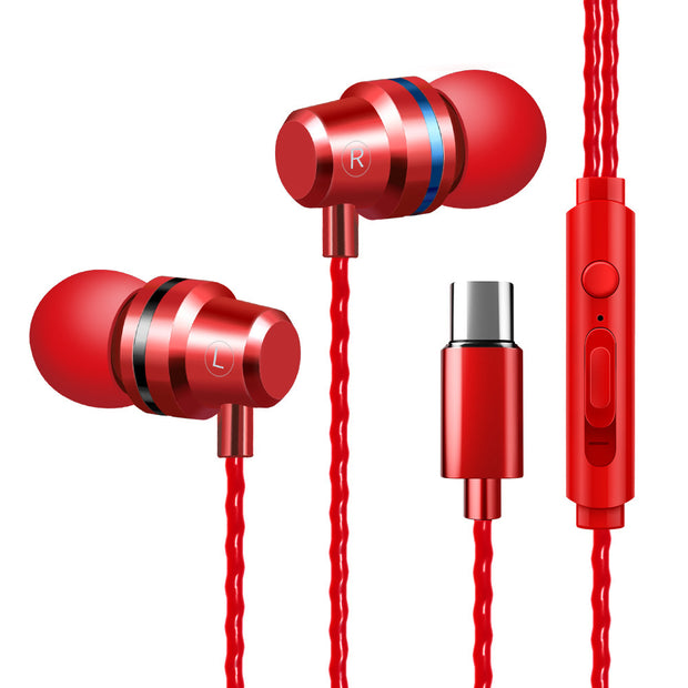 Metal In-Ear Headphones – Heat Tone Deep Bass Earphones with Mic for Mobile Phones & Music