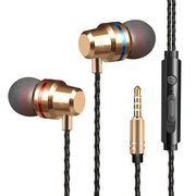 Metal In-Ear Headphones – Heat Tone Deep Bass Earphones with Mic for Mobile Phones & Music