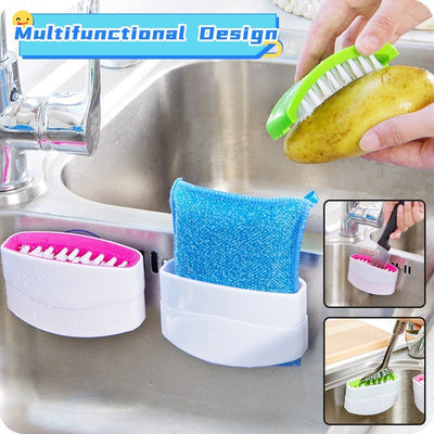 Creative Kitchen Knife and Fork Cleaning Brush with Suction Cup – Multi-Purpose Fruit & Vegetable Scrubber for Kitchen